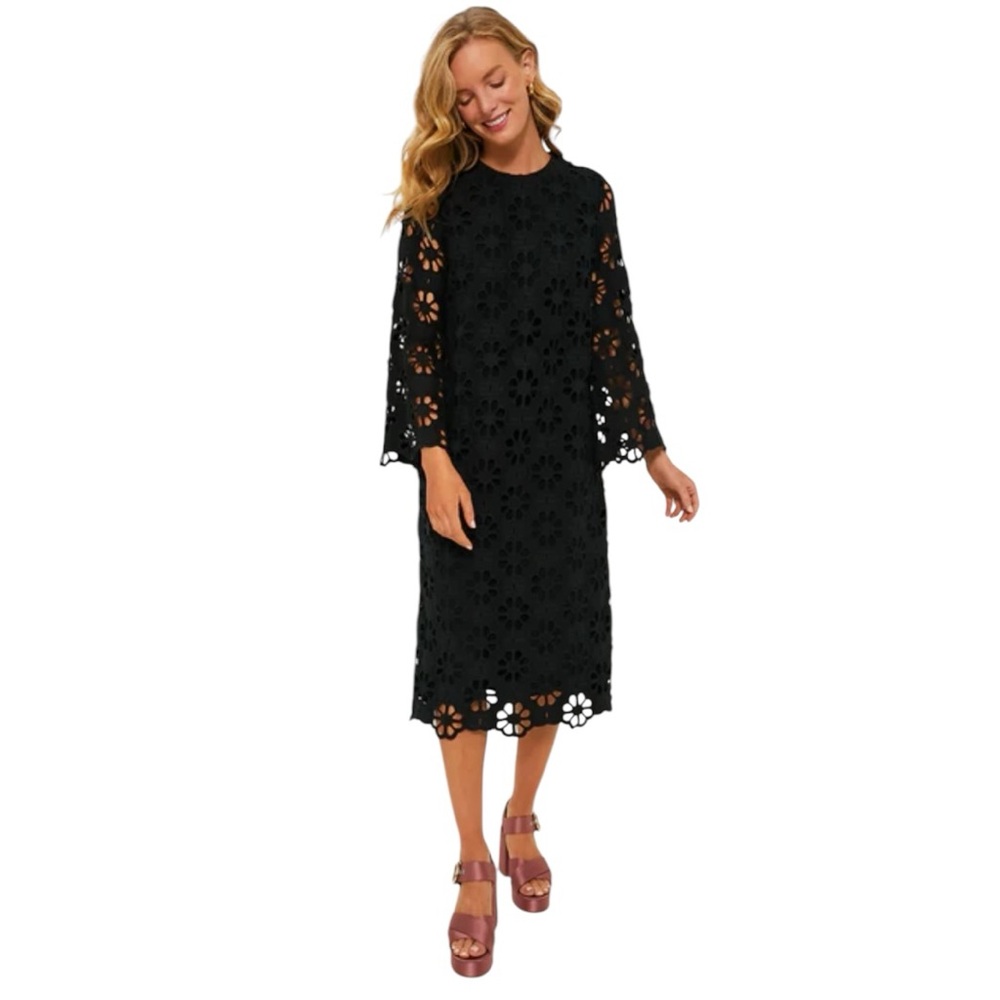 Tuckernuck Black Floral Lace Midi Dress